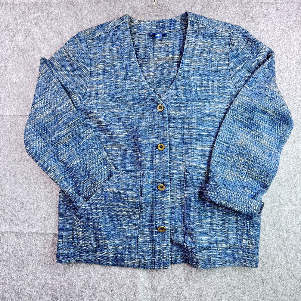 - Pure J.Jill Indigo S Women's S Blue Button Front Blazer Jacket